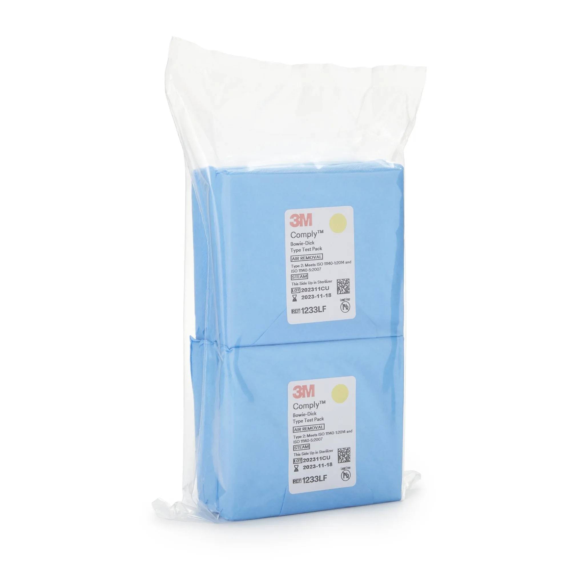 3M Comply Sterilization Bowie-Dick Test Pack, Type 2, Steam, 270° to 273°F, Disposable, Lead-Free, 1 Bag of 6