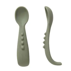 All4Ella Curved Silicone Spoons 2pk Olive