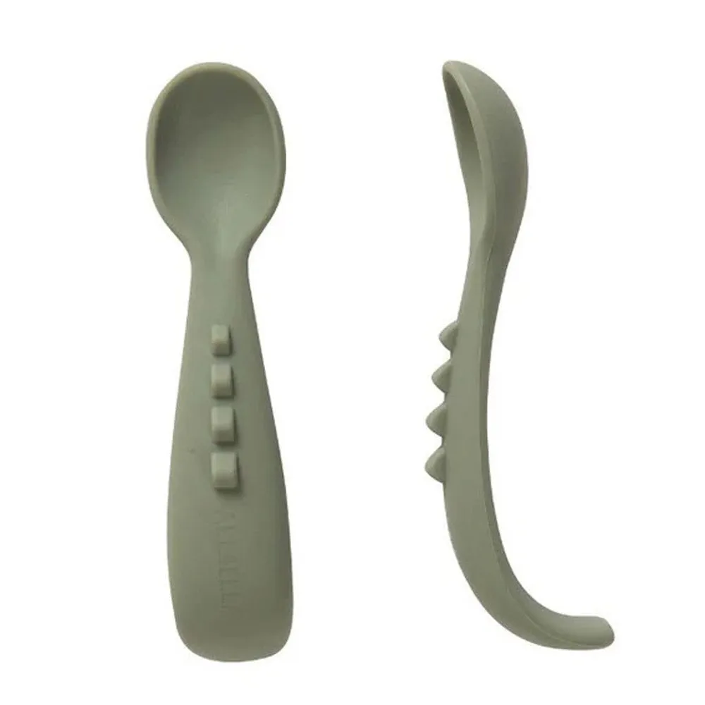 All4Ella Curved Silicone Spoons 2pk Olive