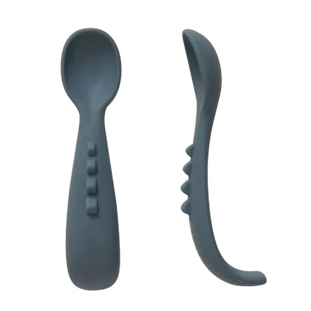 All4Ella Curved Silicone Spoons 2pk Slate Blue