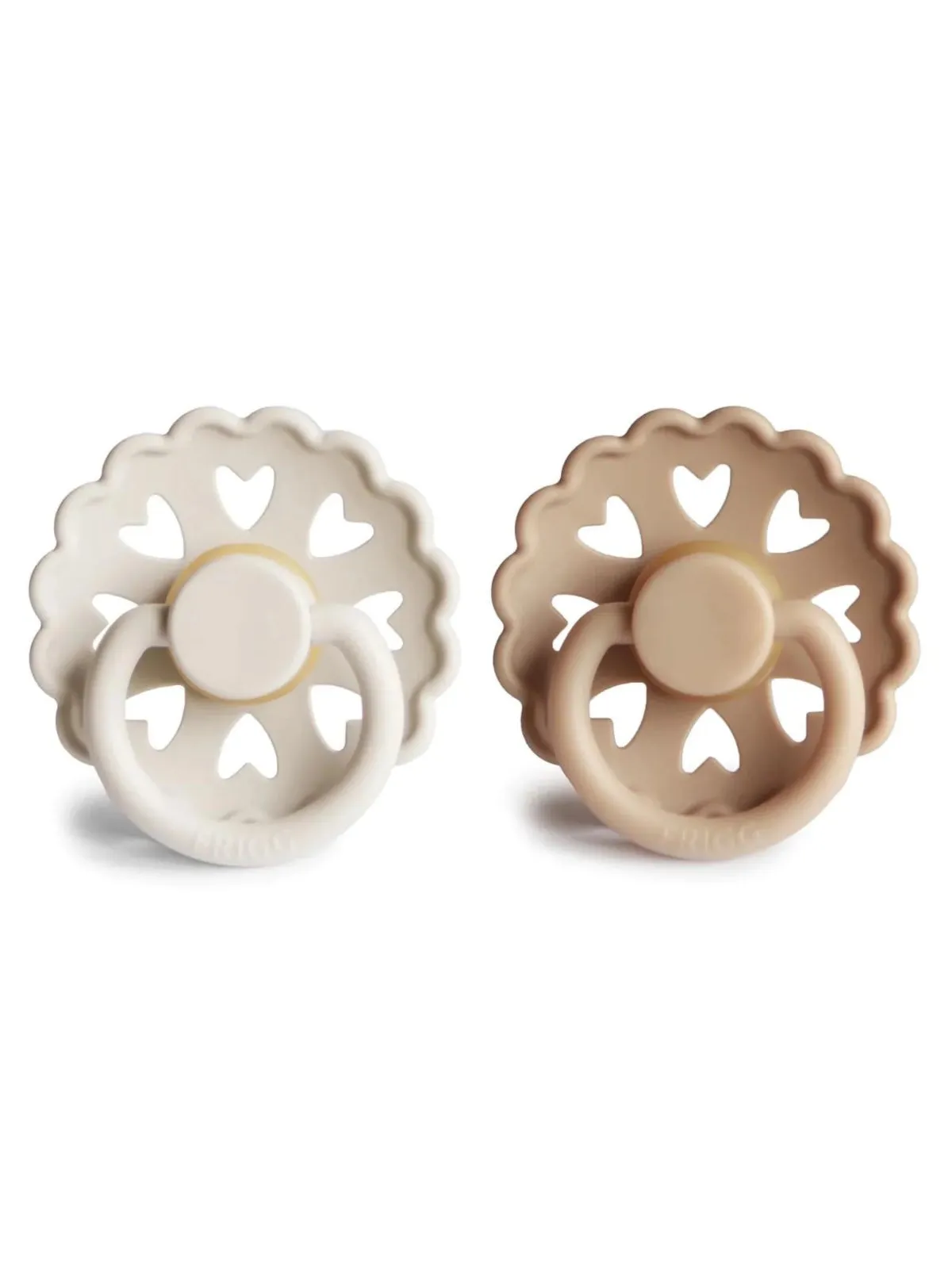 Andersen Fairytale Natural Rubber Pacifier 2-Pack, Cream/Silky Satin