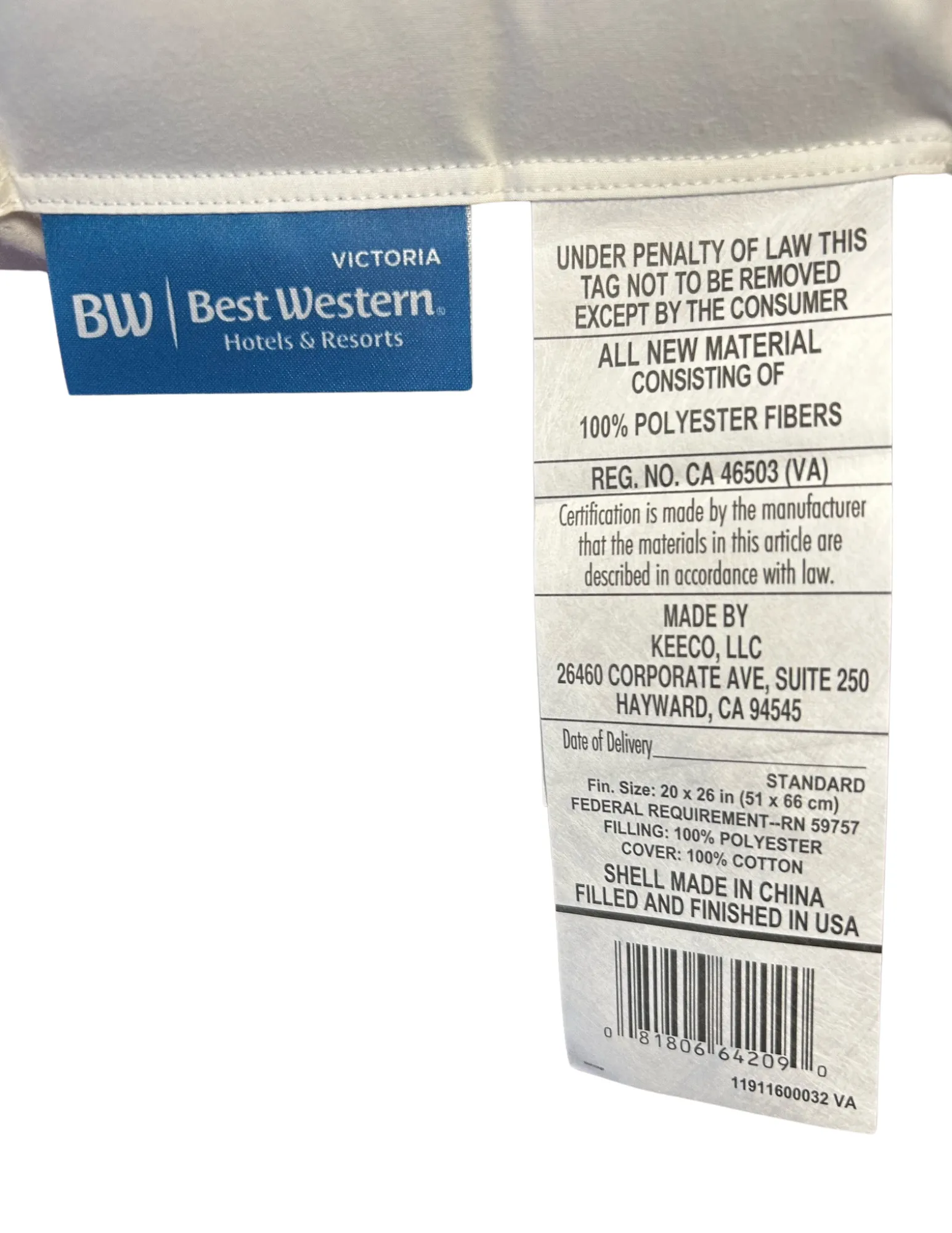 Best Western<sup>®</sup> Victoria Pillow | Firm Polyester Pillow