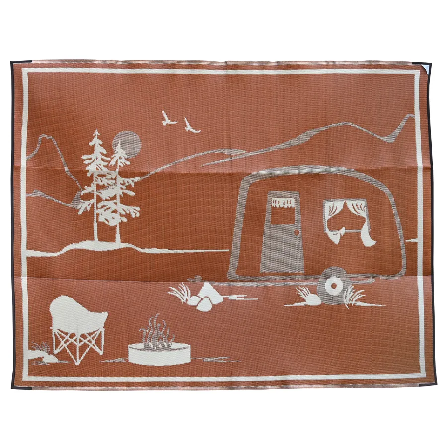 Campsite Beige & Brown Foldable Waterproof Large Camping Mat - 270x360 CM