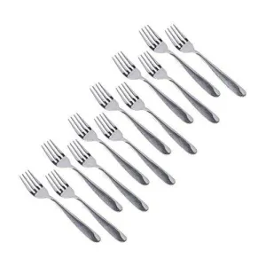 Classic by Embassy Baby Fork, Pack of 12, Stainless Steel, 16.2 cm (Ajanta, 14 Gauge)