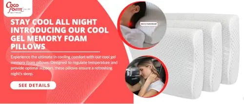 COCOFOAM COOL GEL MEMORY FOAM VENTILATED PILLOW (PACK of 1 PILLOW, WHITE)