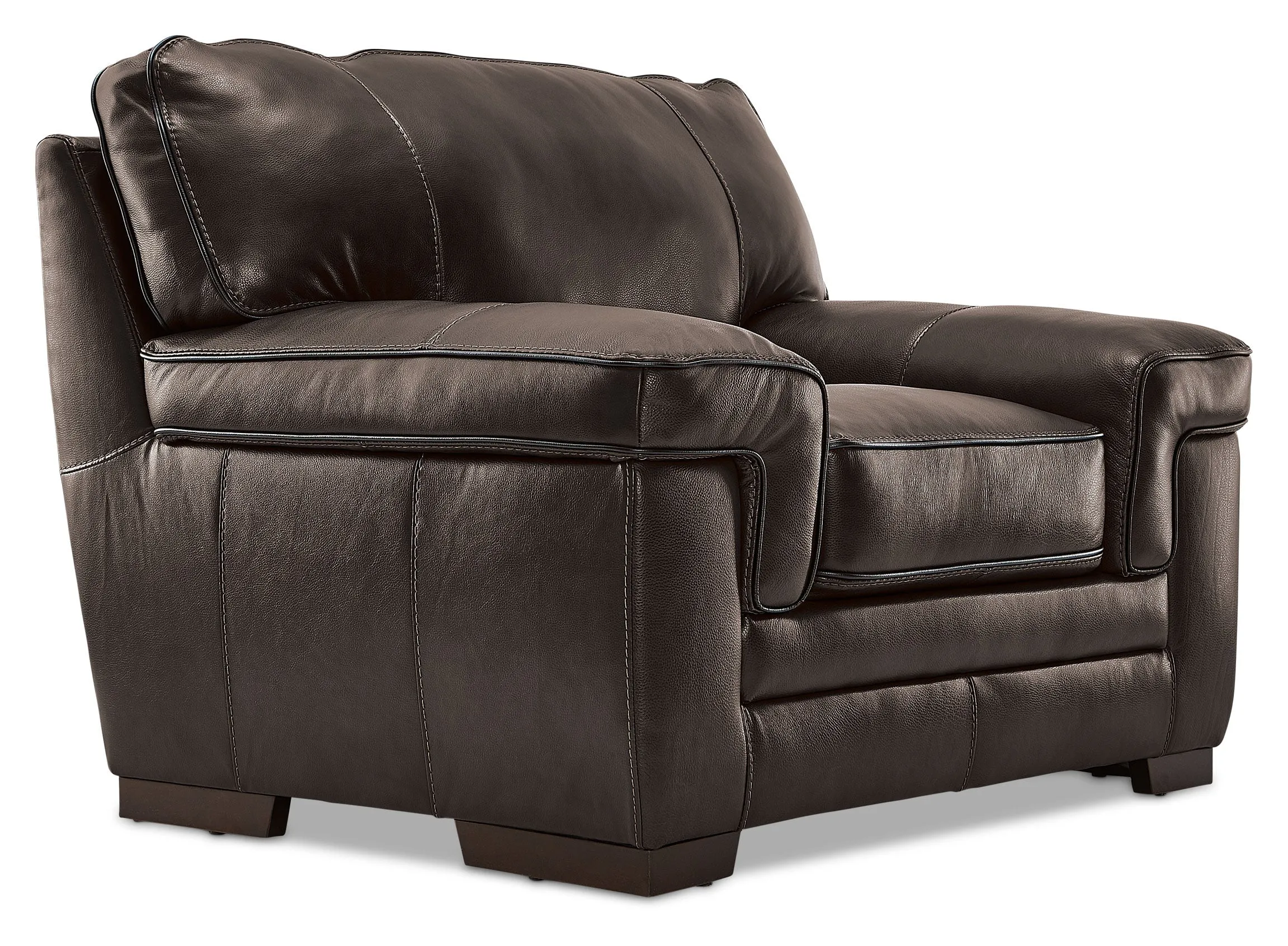 Colton Genuine Leather Sofa and Chair Set - Hazelnut