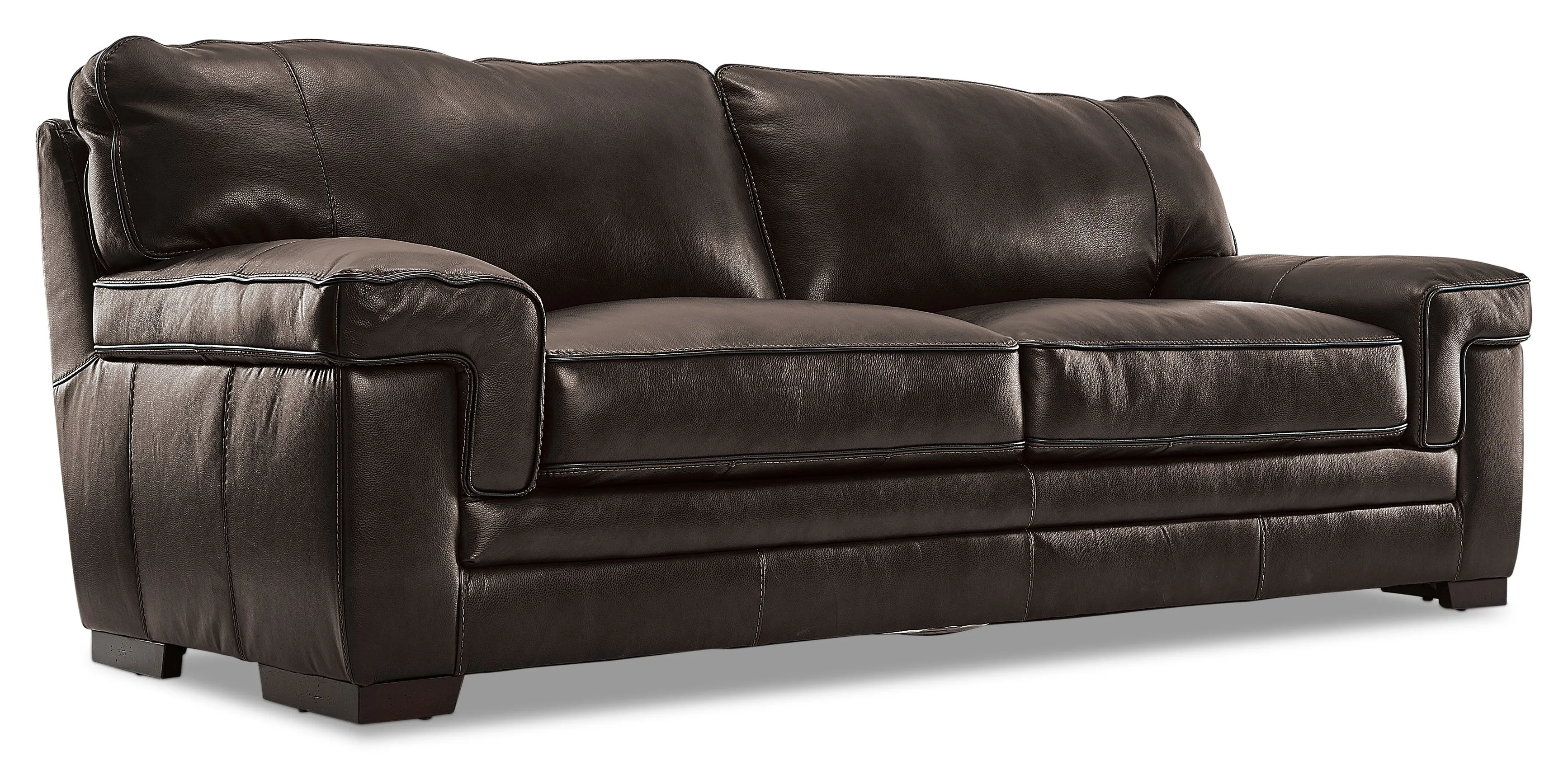 Colton Genuine Leather Sofa and Loveseat Set - Hazelnut