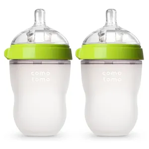 Comotomo Baby Bottle, Double Pack - 8 oz - Green