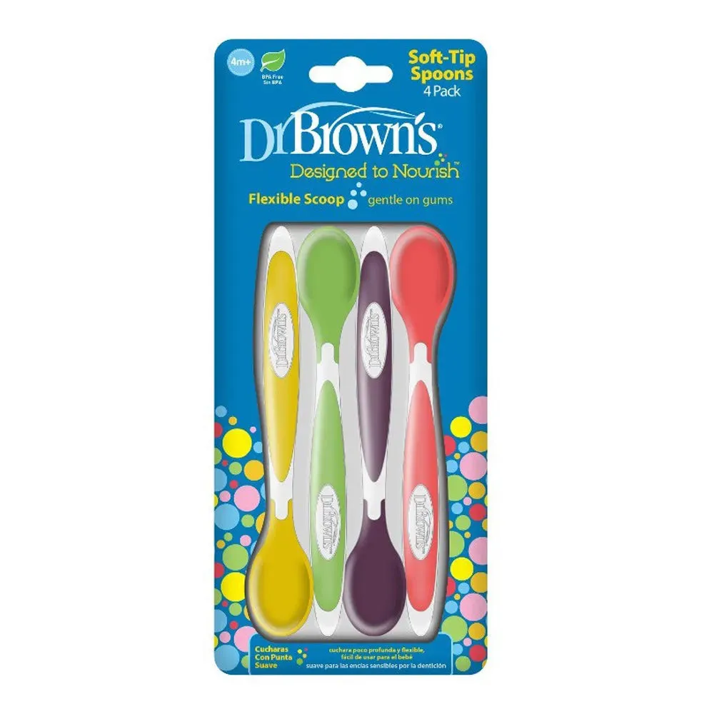 Dr. Browns Soft-Tip Spoon, 4-Pack (Yellow, Green, Purple, Red)