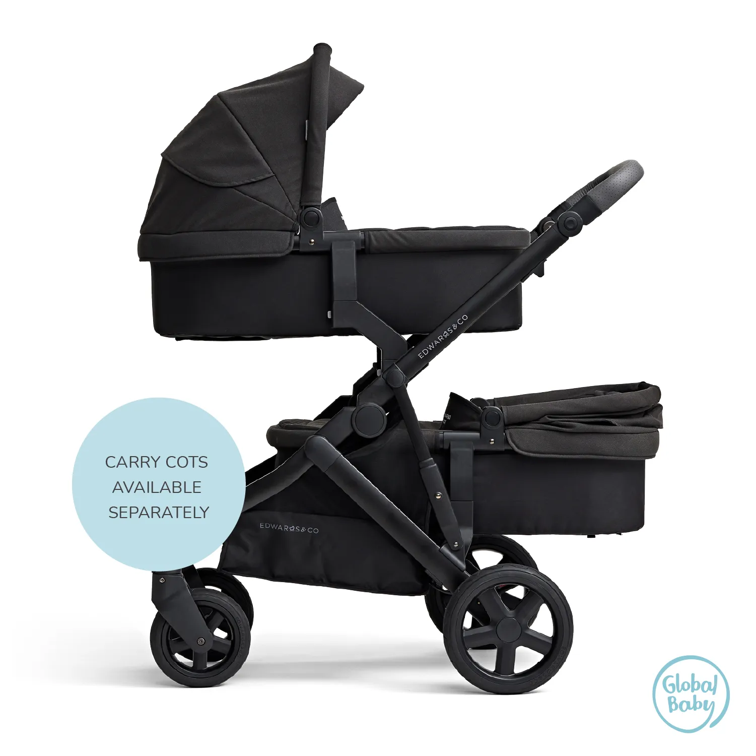 Edwards & Co Olive Double Stroller - Black Luxe