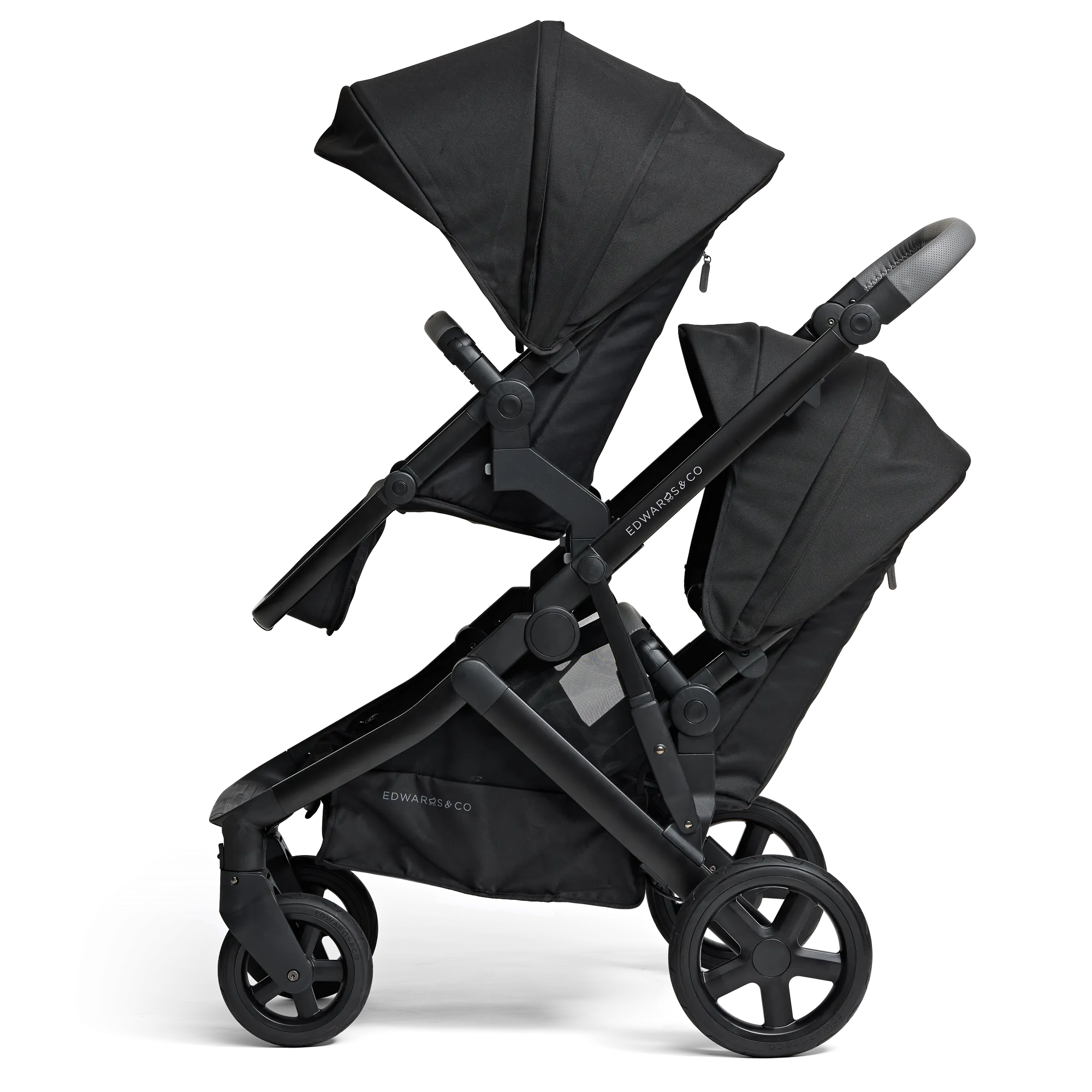 Edwards & Co Olive Double Stroller - Black Luxe