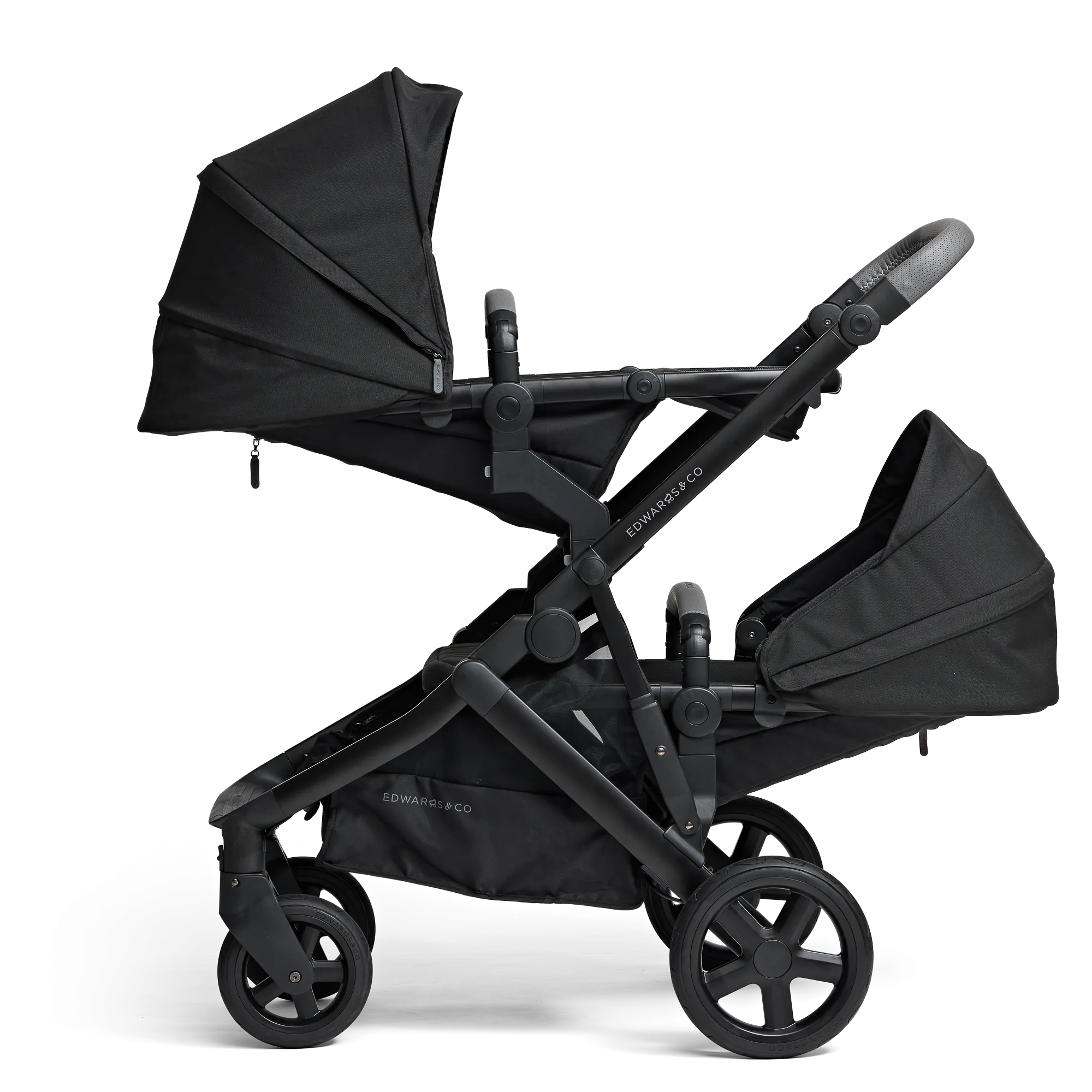 Edwards & Co Olive Double Stroller - Black Luxe