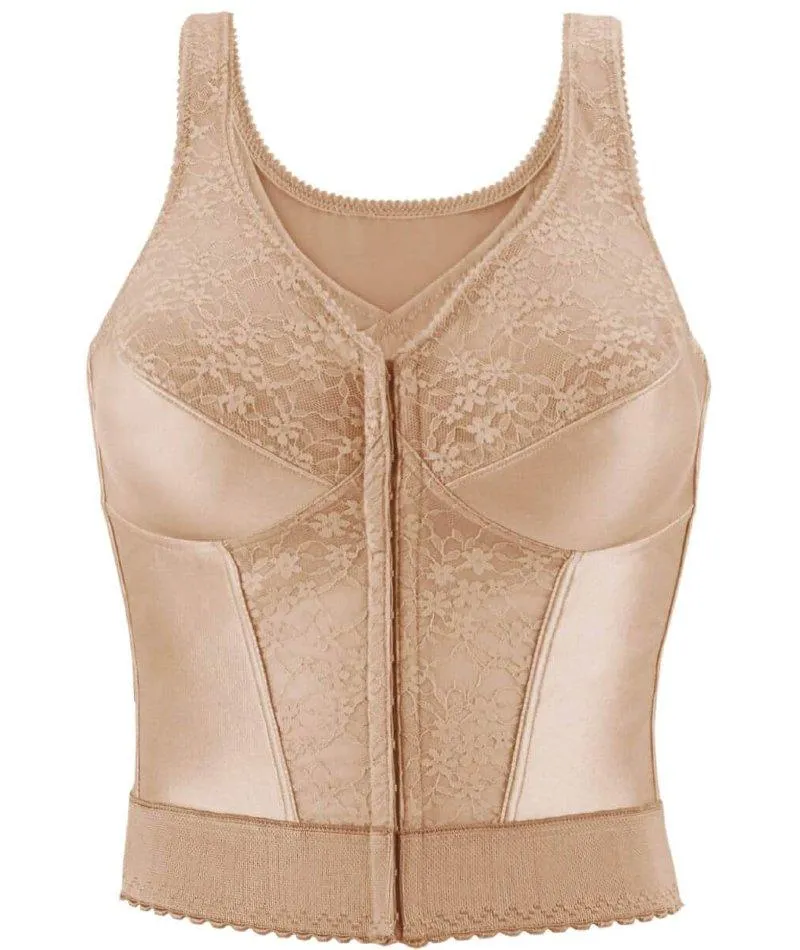 Exquisite Form Fully Front Close Wire-Free Longline Posture With Lace Bra - Rose Beige