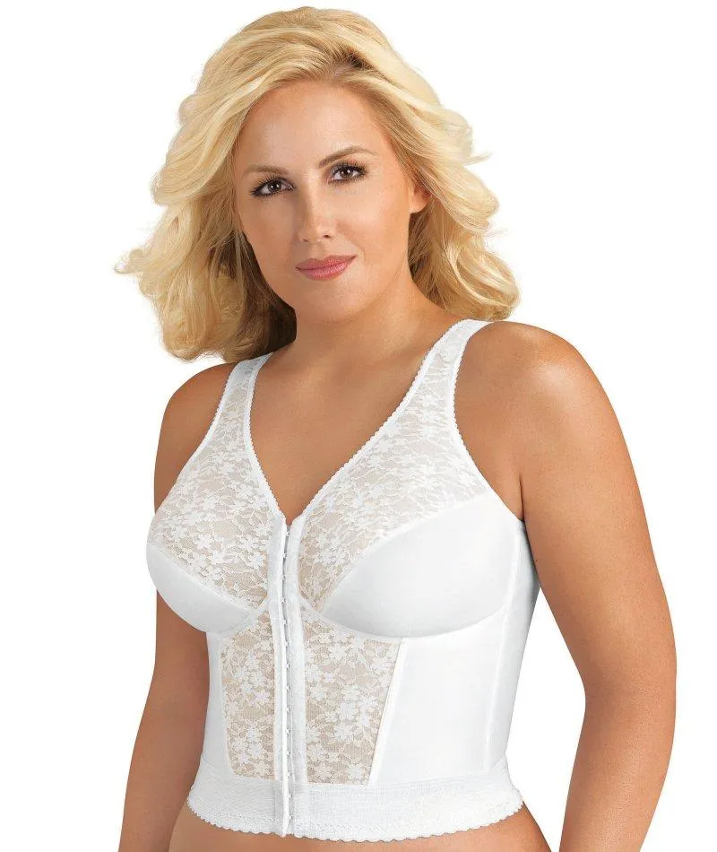 Exquisite Form Fully Front Close Wire-Free Longline Posture With Lace Bra - White