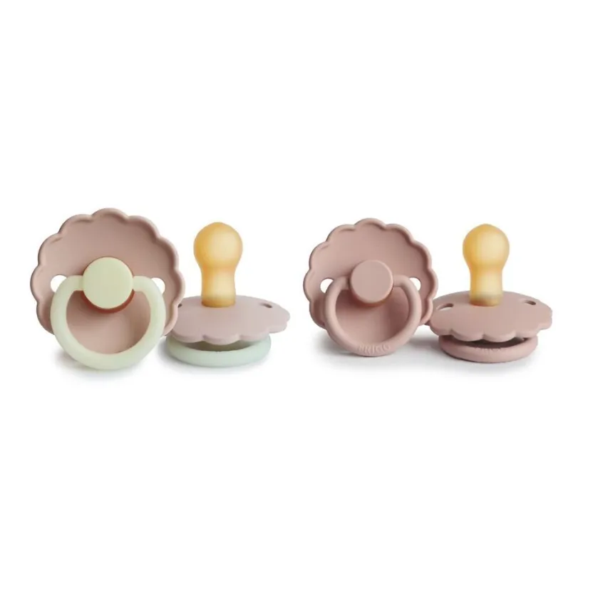 FRIGG Daisy Latex Baby Pacifier 2-Pack Blush Night/Blush