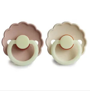 FRIGG Daisy Latex Baby Pacifier 2-Pack Blush night/Cream night