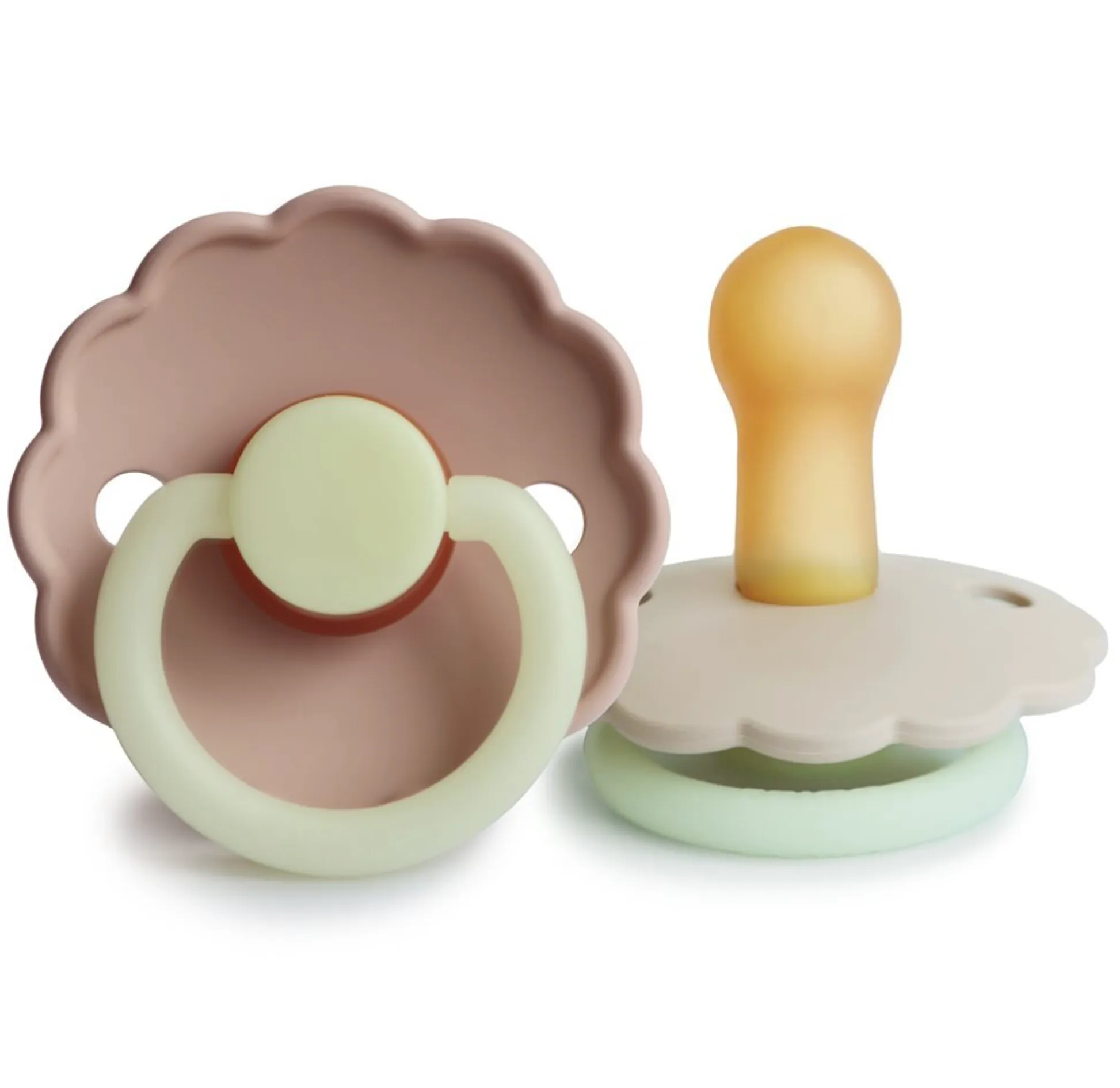 FRIGG Daisy Latex Baby Pacifier 2-Pack Blush night/Cream night