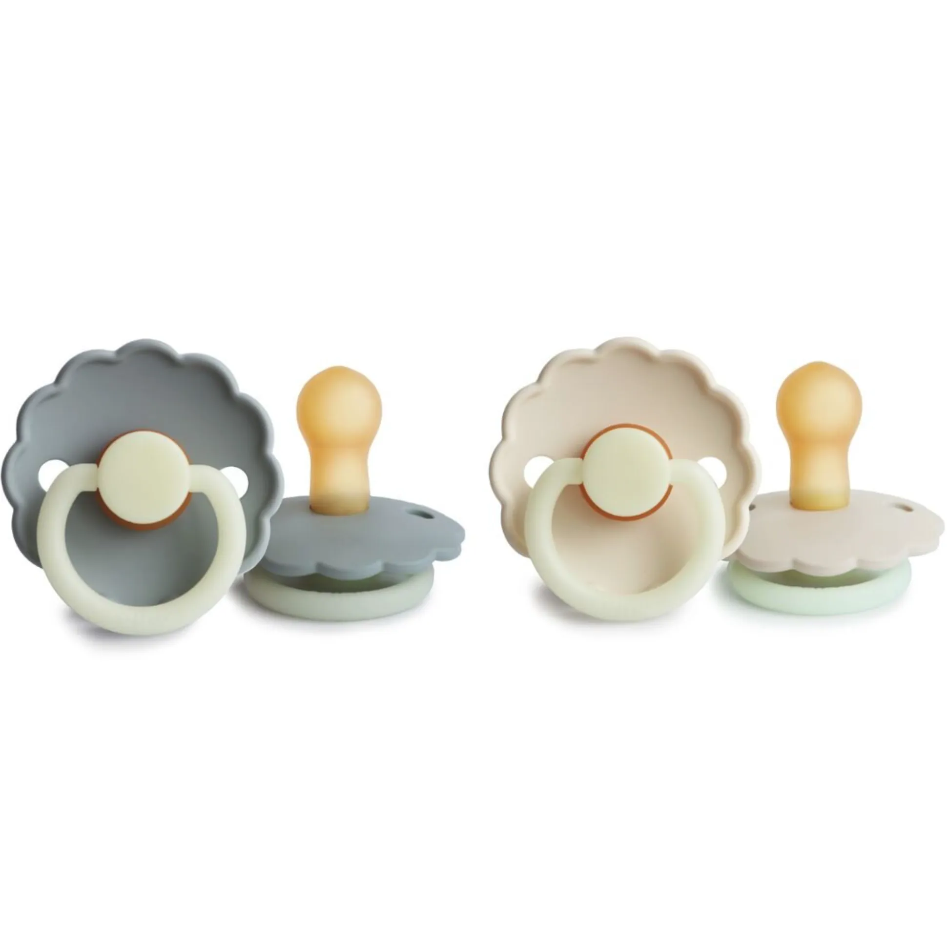 FRIGG Daisy Latex Baby Pacifier 2-Pack Cream Night/French Gray Night