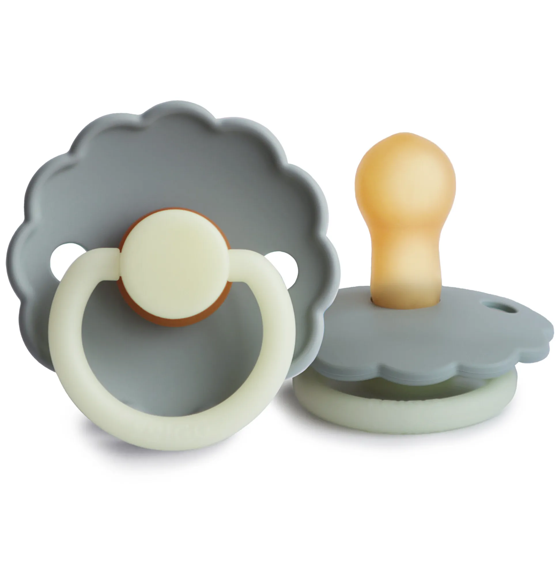 FRIGG Daisy Latex Baby Pacifier 2-Pack Cream Night/French Gray Night