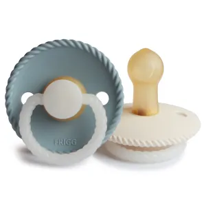 FRIGG Rope Latex Baby Pacifier 2-Pack Stone Blue Night/Cream Night