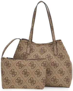 Guess Vikky Tote Peony Large Shopper 2 in 1 Bag In Lattee