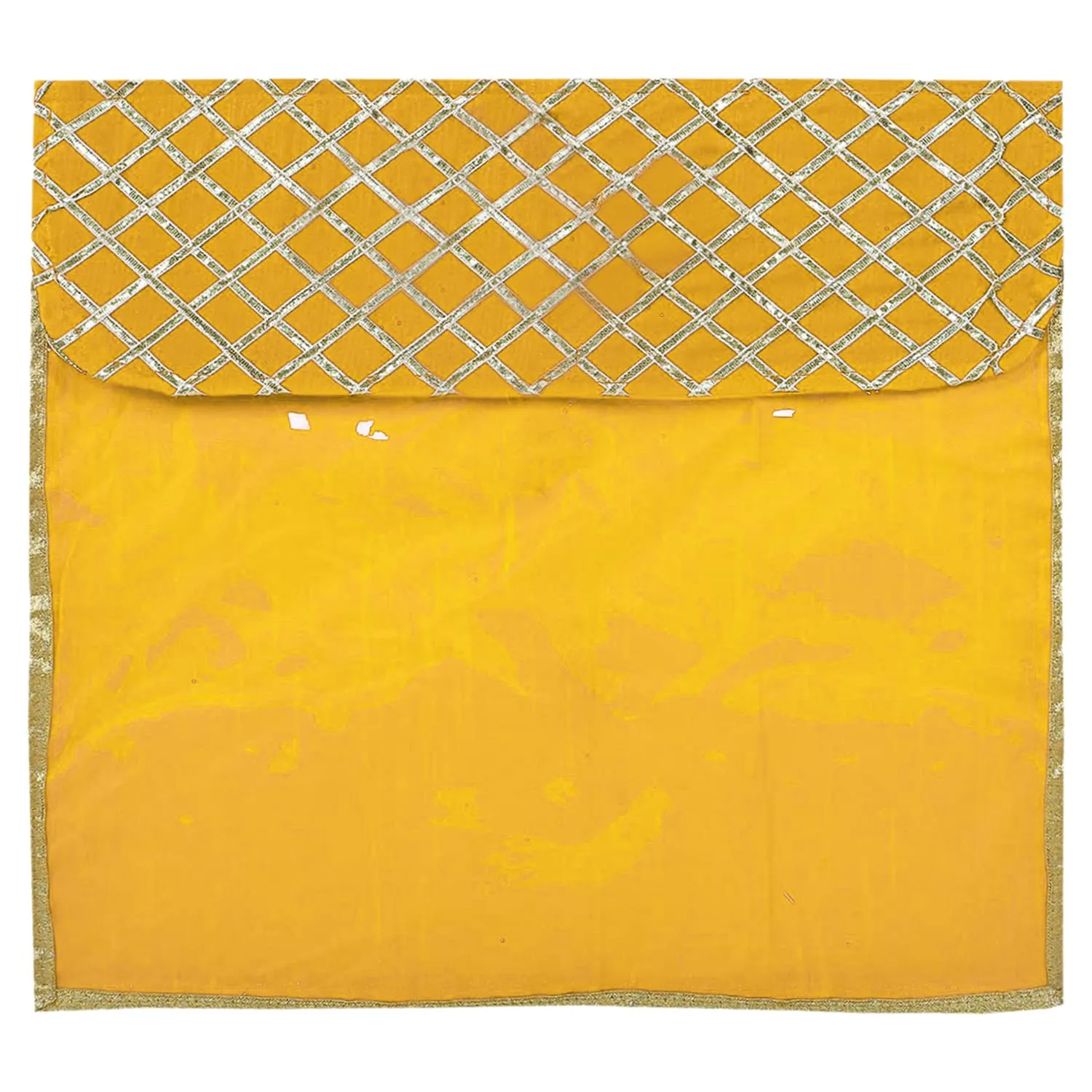 Heart Home Seamless lattice Design Satin Foldable, Lightweigth Single Saree Cover/Organiser For Wardrobe With Transparent Top- Pack of 6 (Yellow)-50HH01335