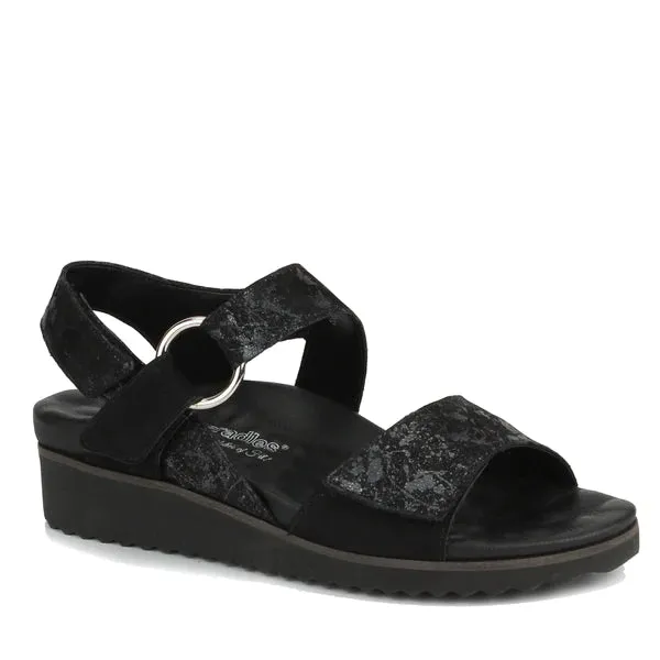 Huntley Sandal: Black Metallic Drops Leather/Black Nubuck I Walking Cradle