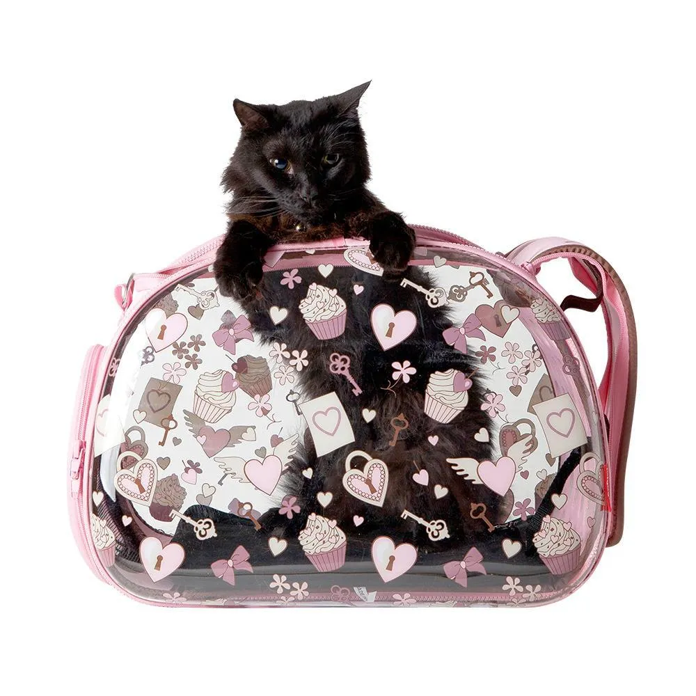 Ibiyaya Transparent Hardcase Pet Carrier Valentine Pink***