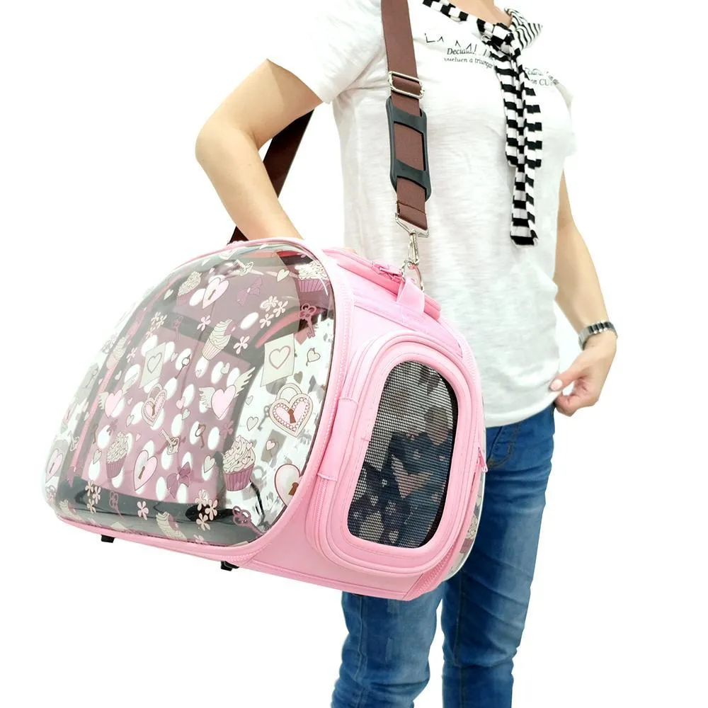 Ibiyaya Transparent Hardcase Pet Carrier Valentine Pink***