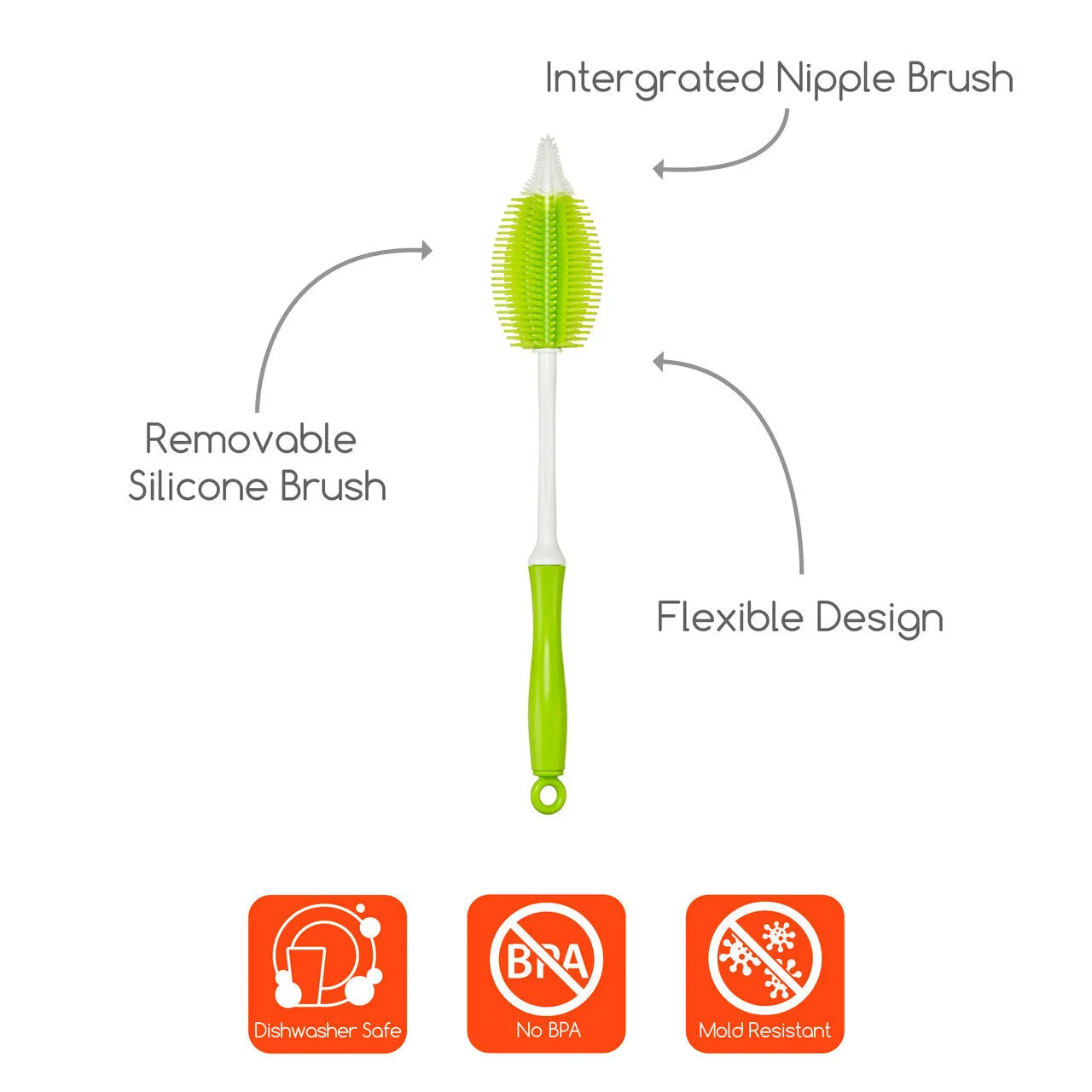 Innobaby Cleanin' SMART 2-In-1 Silicone Bottle Brush