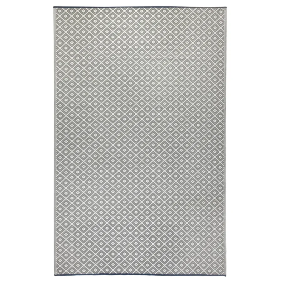 Kimberley Grey and White Diamond Recycled Plastic Outdoor Rug