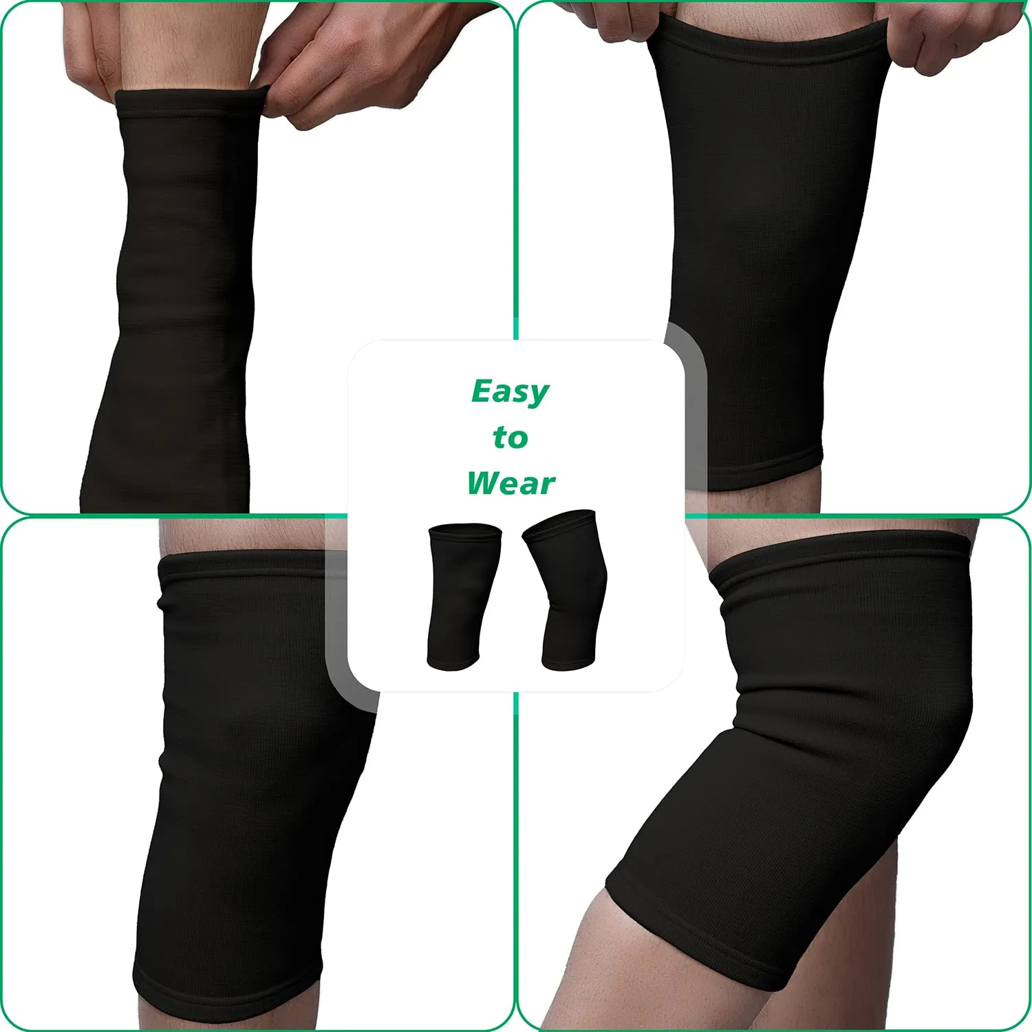 Kuber Industries Knee Cap | Cotton 4 Way Compression Knee Sleeves |Sleeves For Joint Pain | Sleeves For Arthritis Relief | Unisex Knee Wraps | Knee Bands |Size-XXL|1 Pair|Black