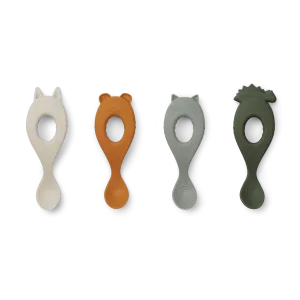 Liewood Liva Silicone Spoon 4-Pack | Hunter green mix