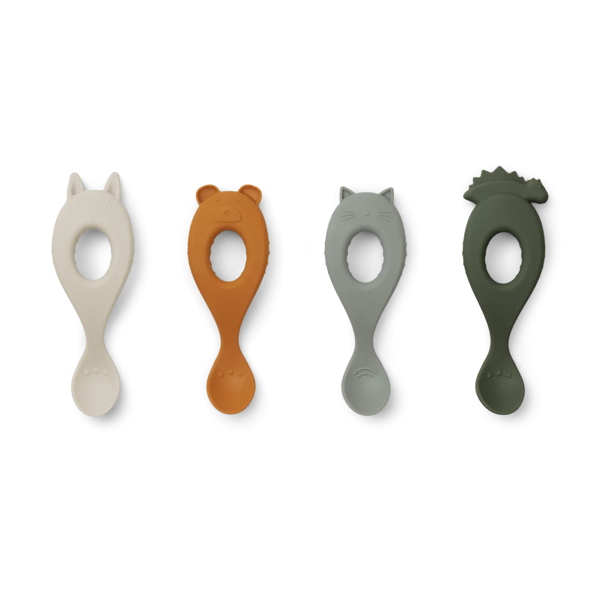 Liewood Liva Silicone Spoon 4-Pack | Hunter green mix