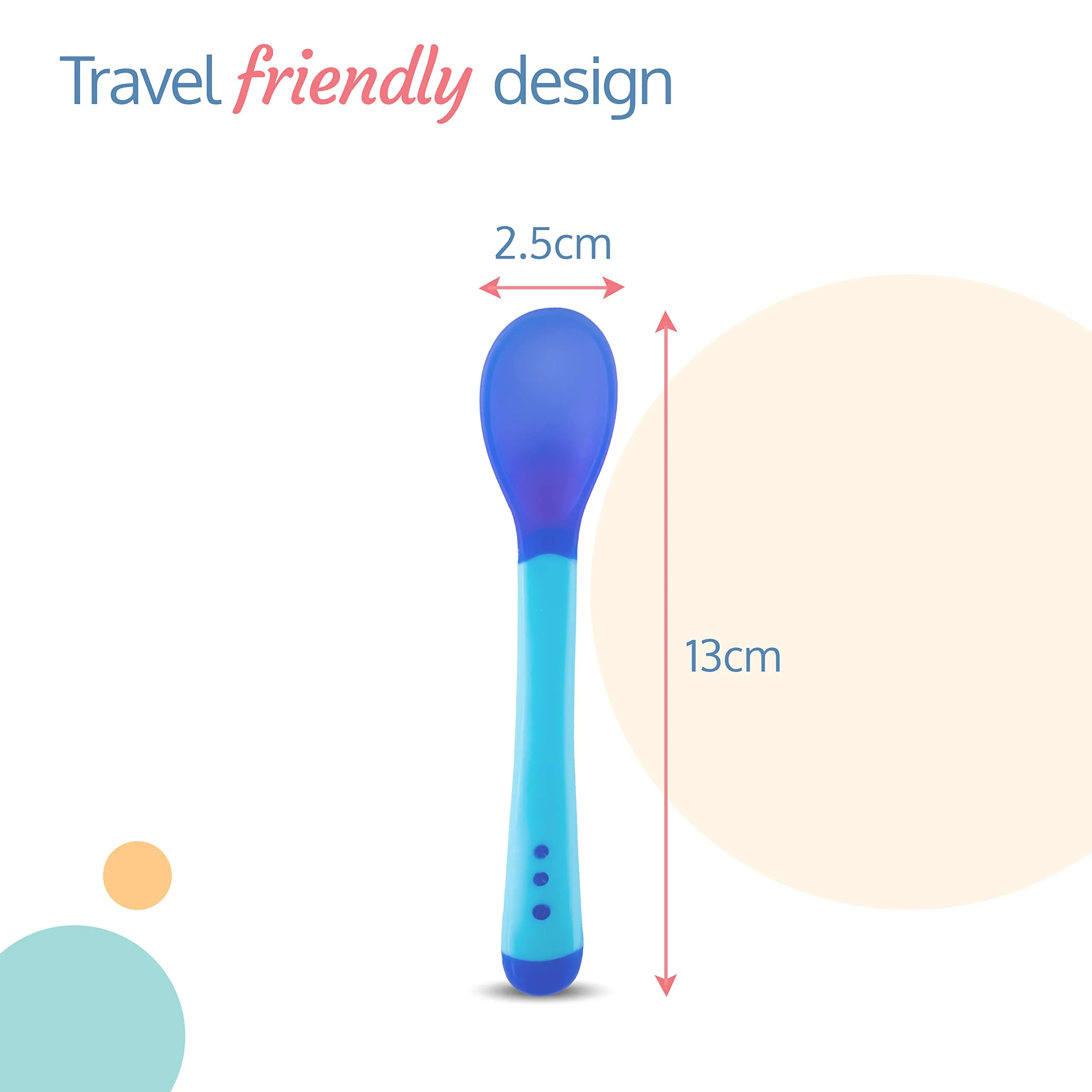 LuvLap Tiny Love Heat Sensitive Baby Feeding Spoons Set|Food Grade PP Kids & Baby Spoon with Soft Silicone Tip| Color changing| BPA Free| FDA Apporved|2 pcs Blue,13 centimeter