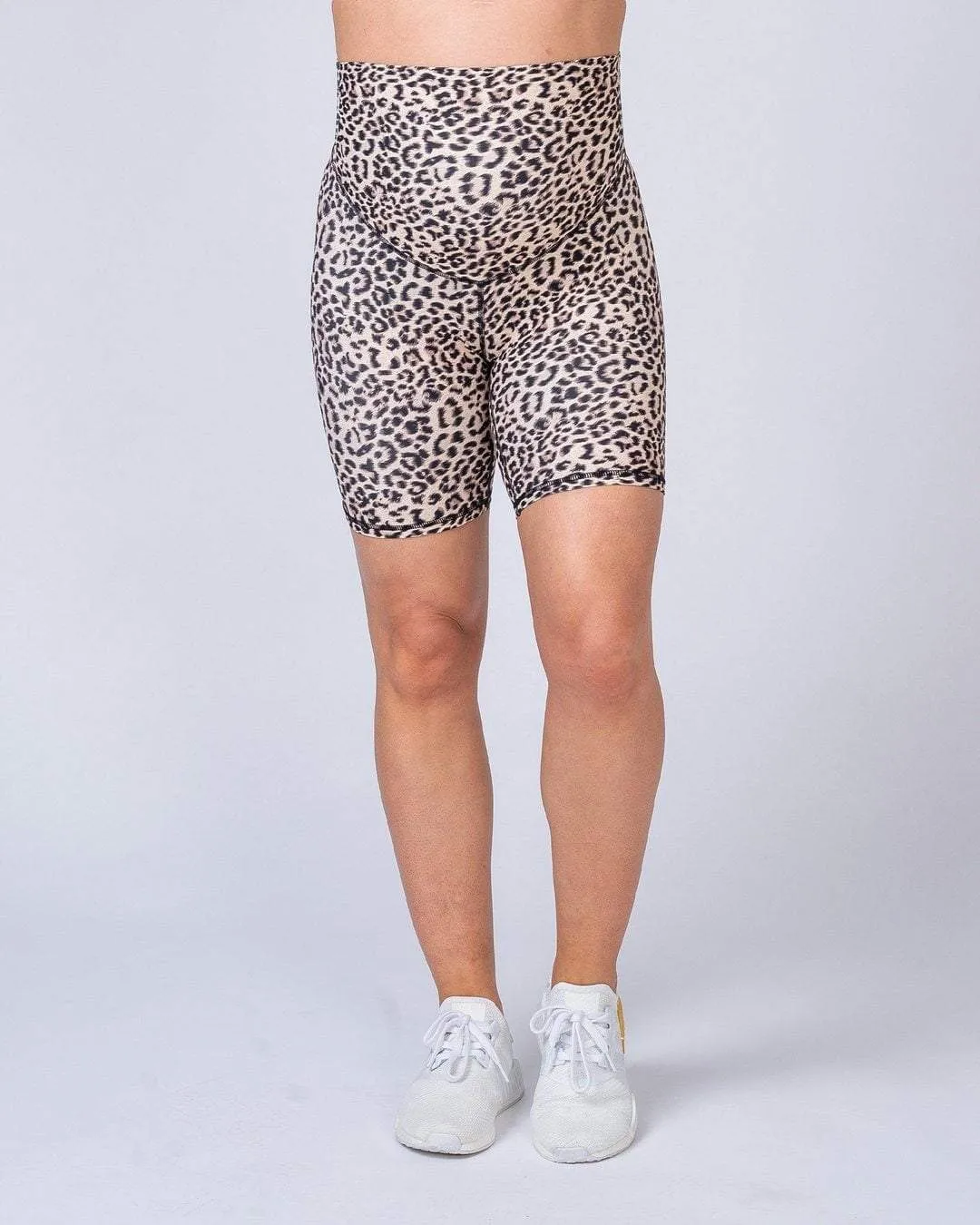 Maternity Bike Shorts - Yellow Leopard