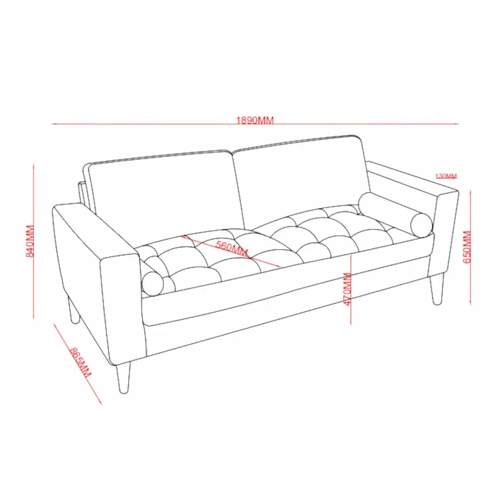 Metro 3 Seater Couch Beige