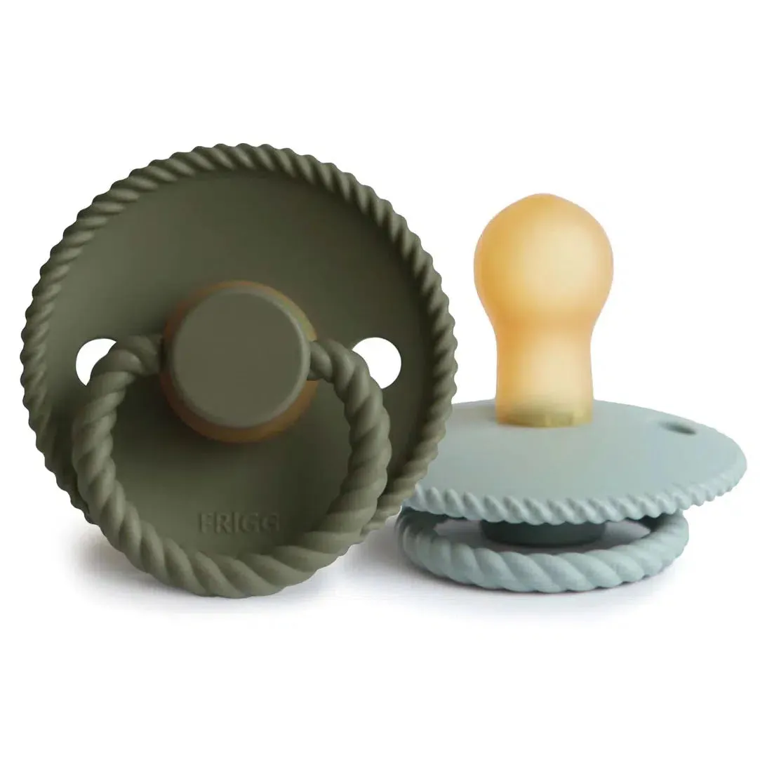 Mushie - FRIGG Natural Rubber Rope Pacifier 2-Pack - Olive   Sage