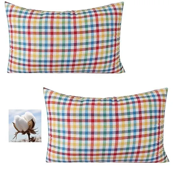 NADEEM'S World Organic Cotton Kapas Filled Firm Medium Pillows, 16x24 inches, Pack of 2, Multicolour