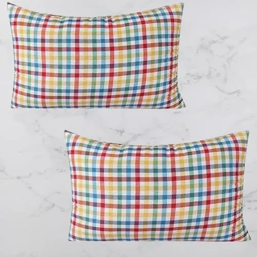 NADEEM'S World Organic Cotton Kapas Filled Firm Medium Pillows, 16x24 inches, Pack of 2, Multicolour