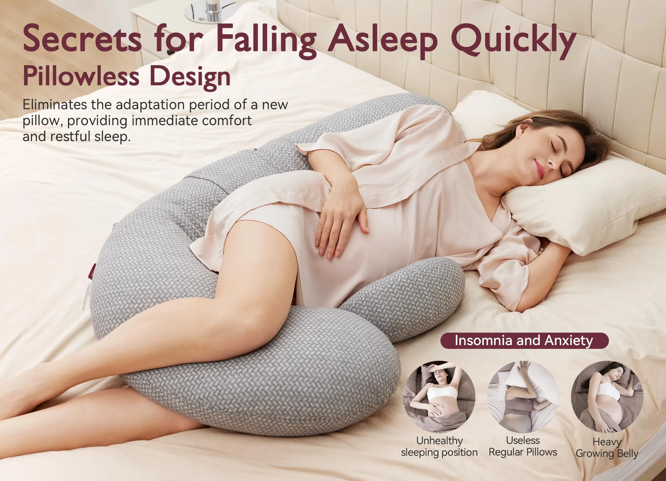 Original F Shaped Pregnancy Pillows with Adjustable Wedge Pillow