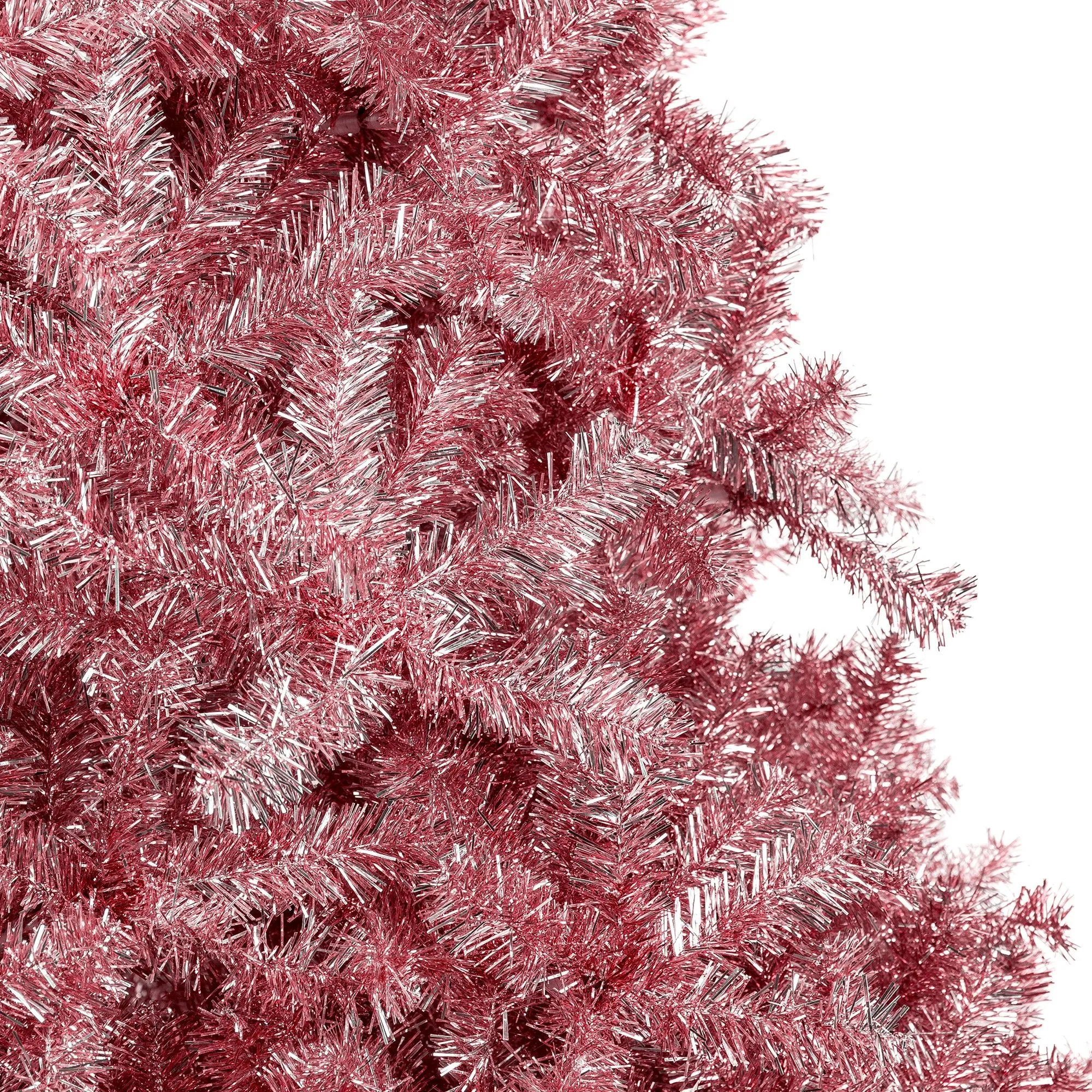 Pink Artificial Tinsel Christmas Tree w/ Foldable Stand