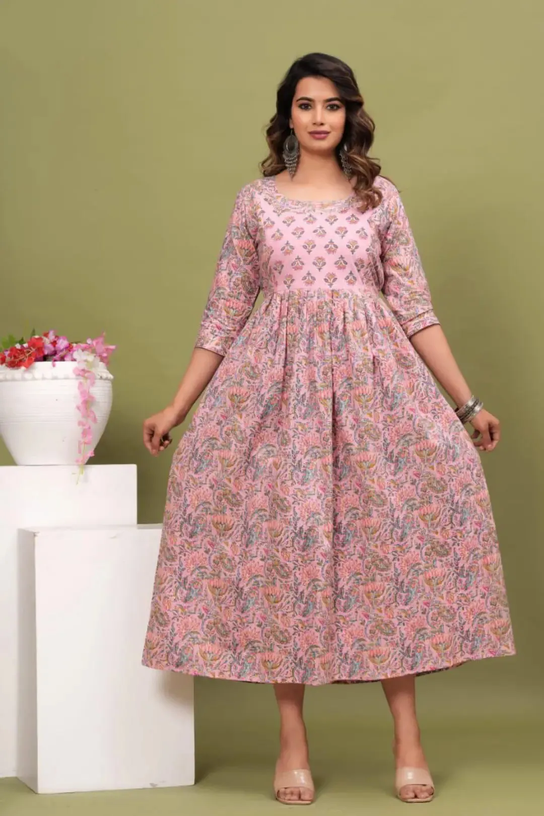 Pink Dreamscape Maternity Feeding kurta