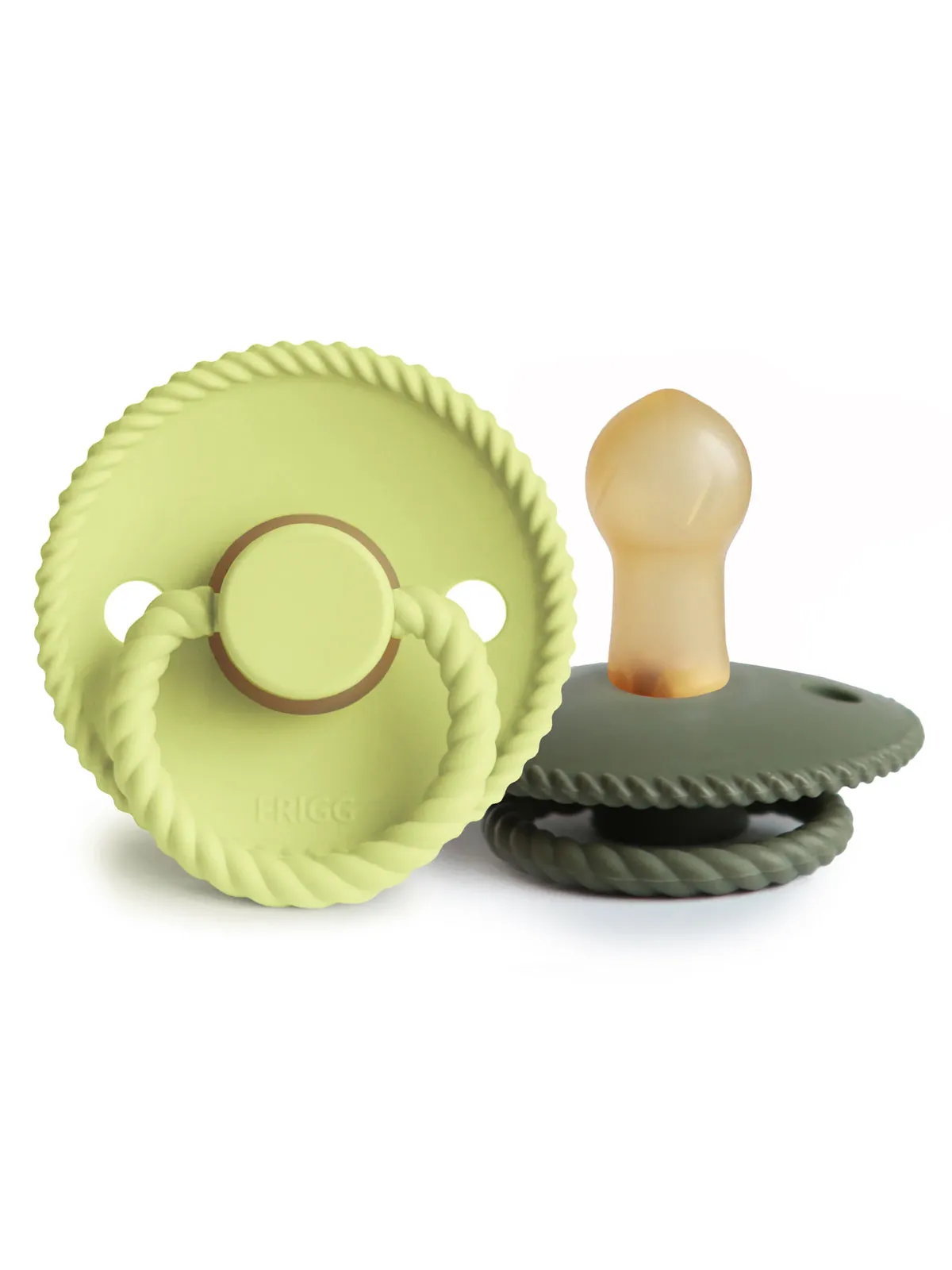 Rope Natural Rubber Pacifier 2-Pack, Olive / Green Tea