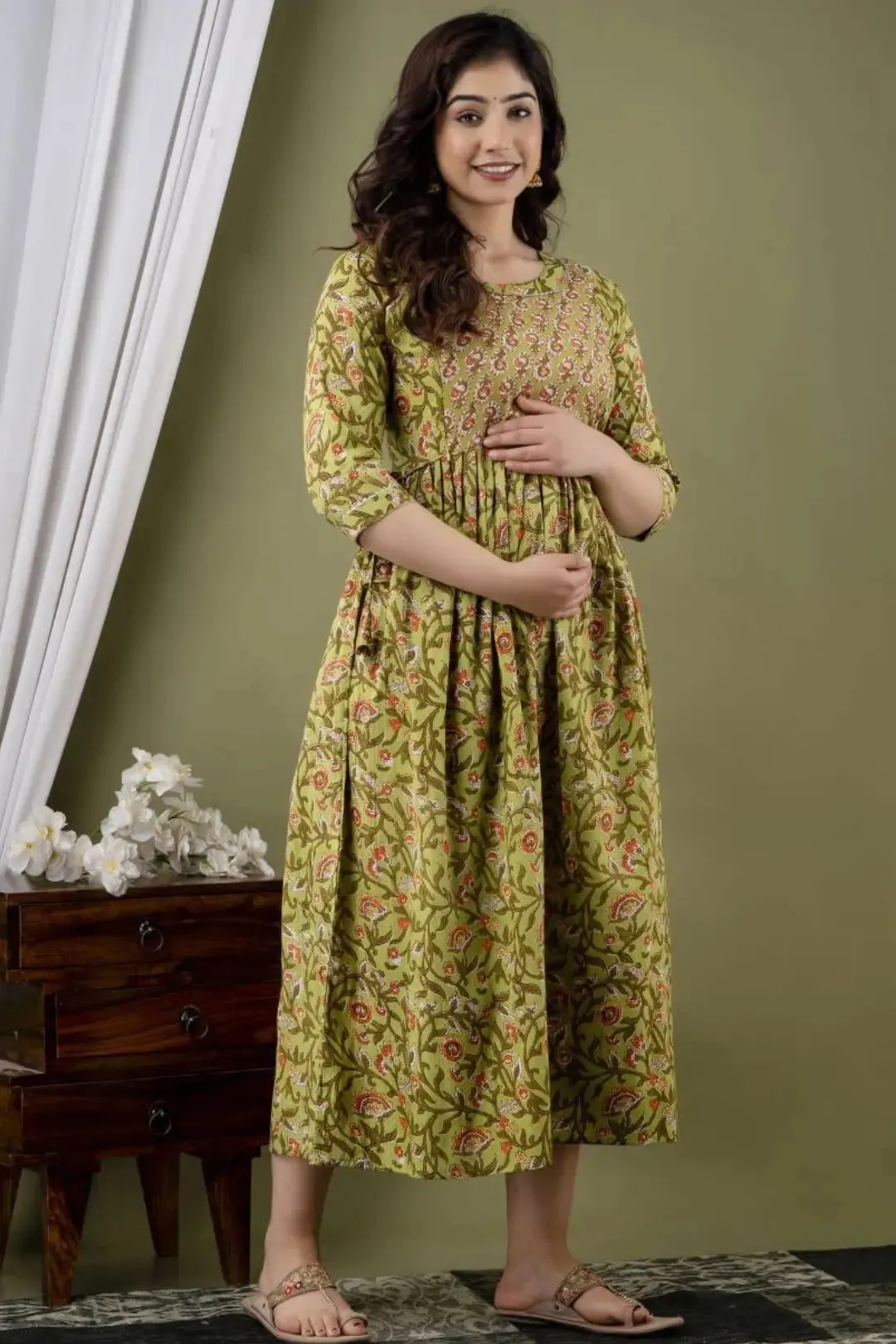 Sage Splendar Maternity Feeding Kurta