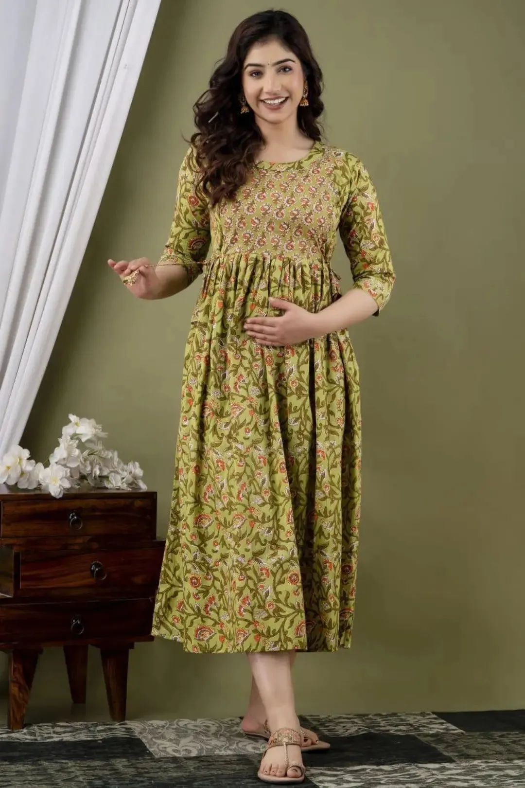 Sage Splendar Maternity Feeding Kurta