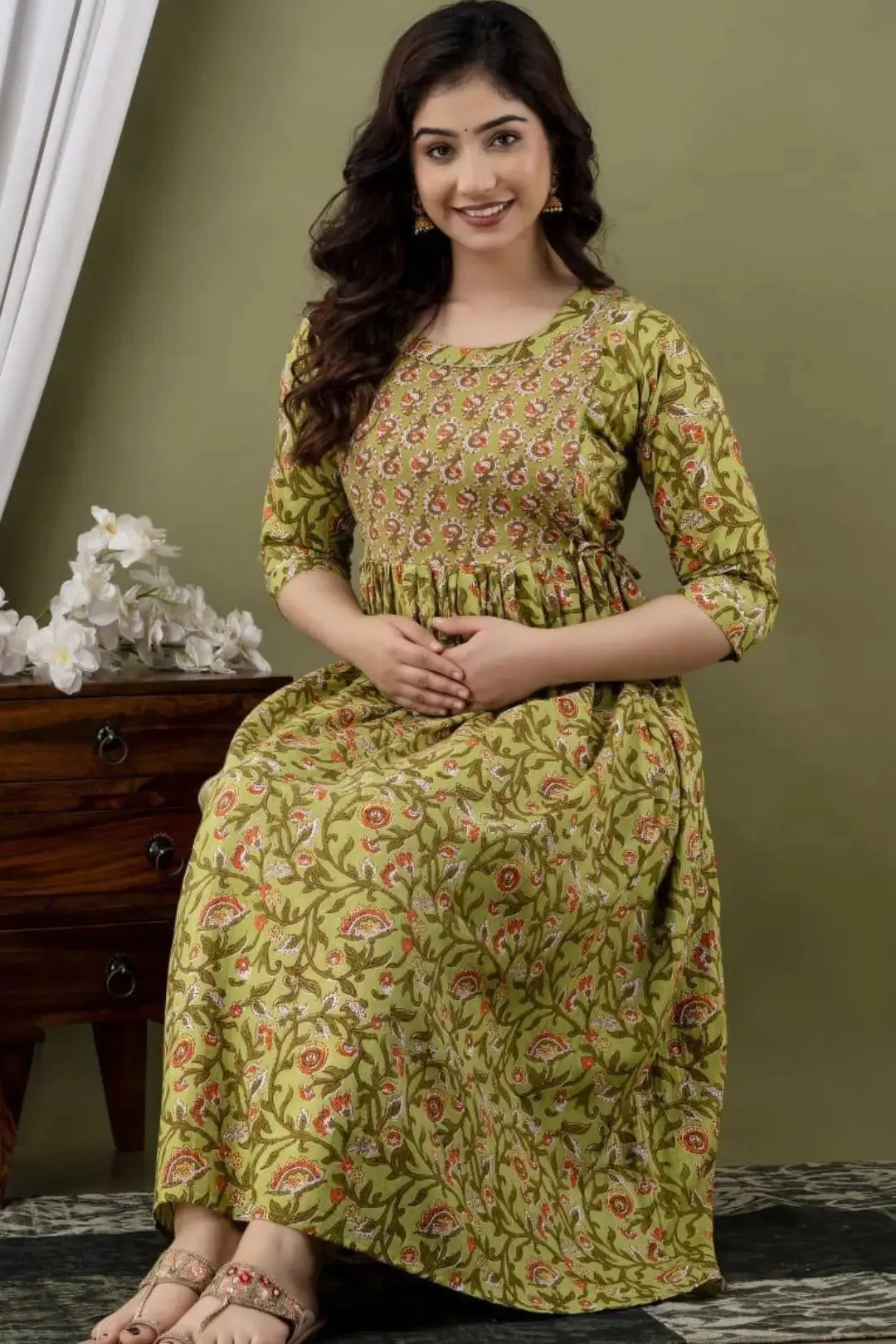 Sage Splendar Maternity Feeding Kurta