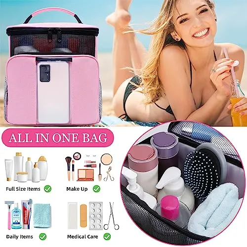 Shower Caddy Portable,Dorm Room Essentials for College Students Girls,Large College Travel Cruise Ship Essentials Hanging Toiletry Bags for Traveling Women,Shower Bag for Camping Beach Essentials