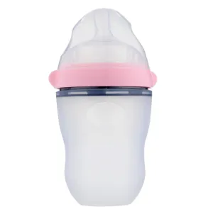 Silicone Natural Feeding Baby Bottle - Pink - 250ml