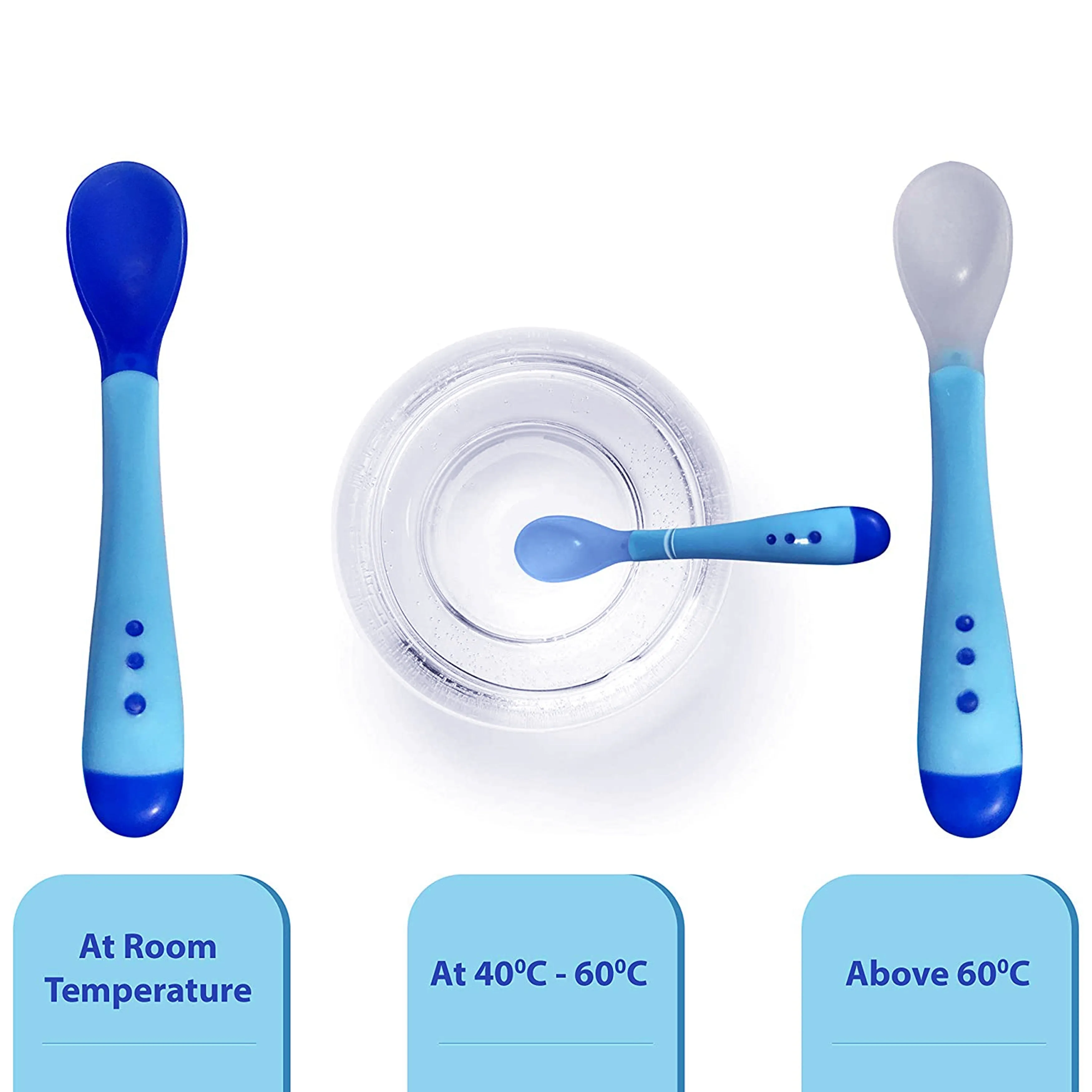 THE LITTLE LOOKERS Silicone Tip Heat Sensitive Silicone Spoons | Temperature Sensing Spoons | Fork Set (Pack of 2)